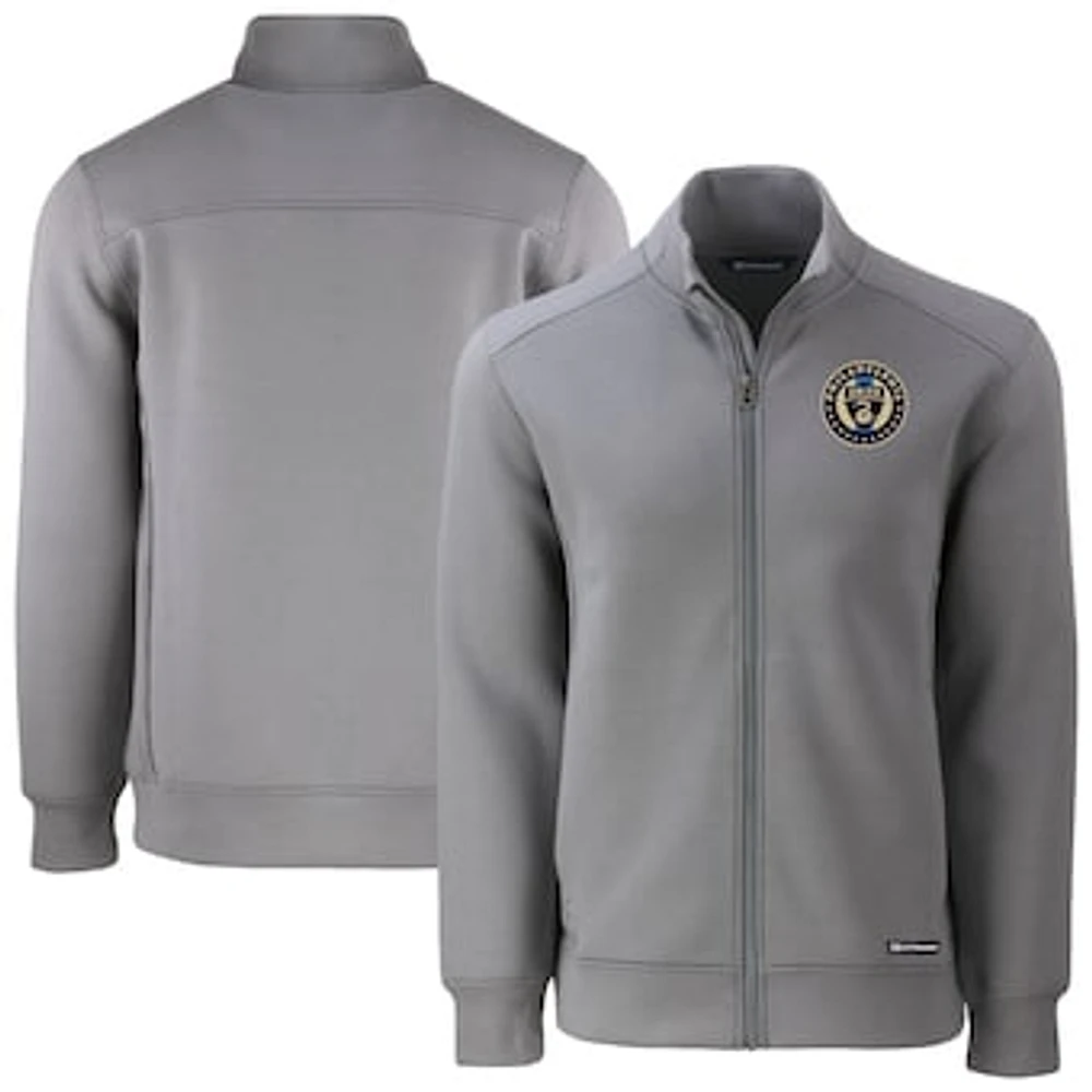Men's Cutter & Buck Gray Philadelphia Union Roam Eco Tri-Blend Recycled Full-Zip Jacket