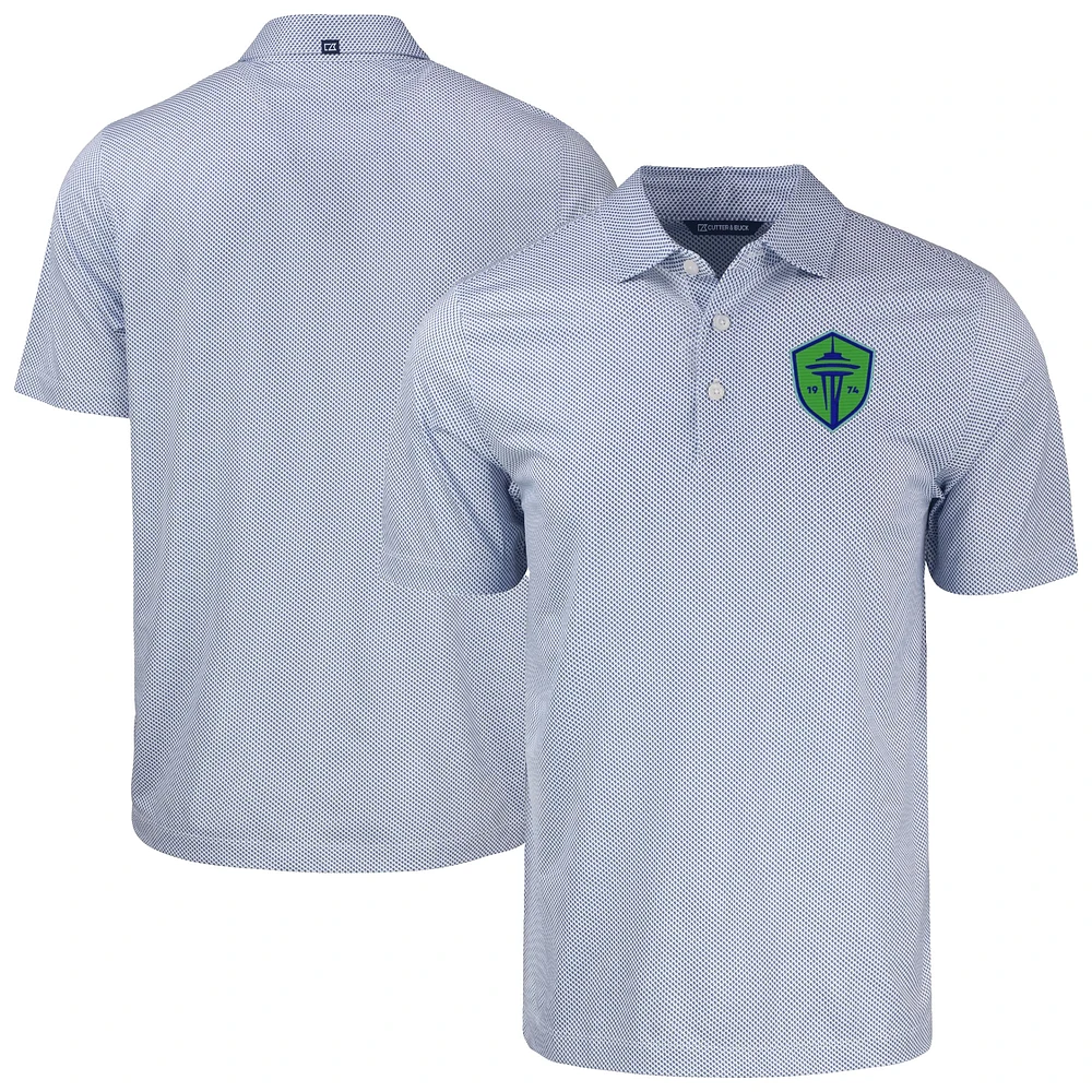 Men's Cutter & Buck Seattle Sounders FC Pike Eco Symmetry Print Stretch Recycled Polo