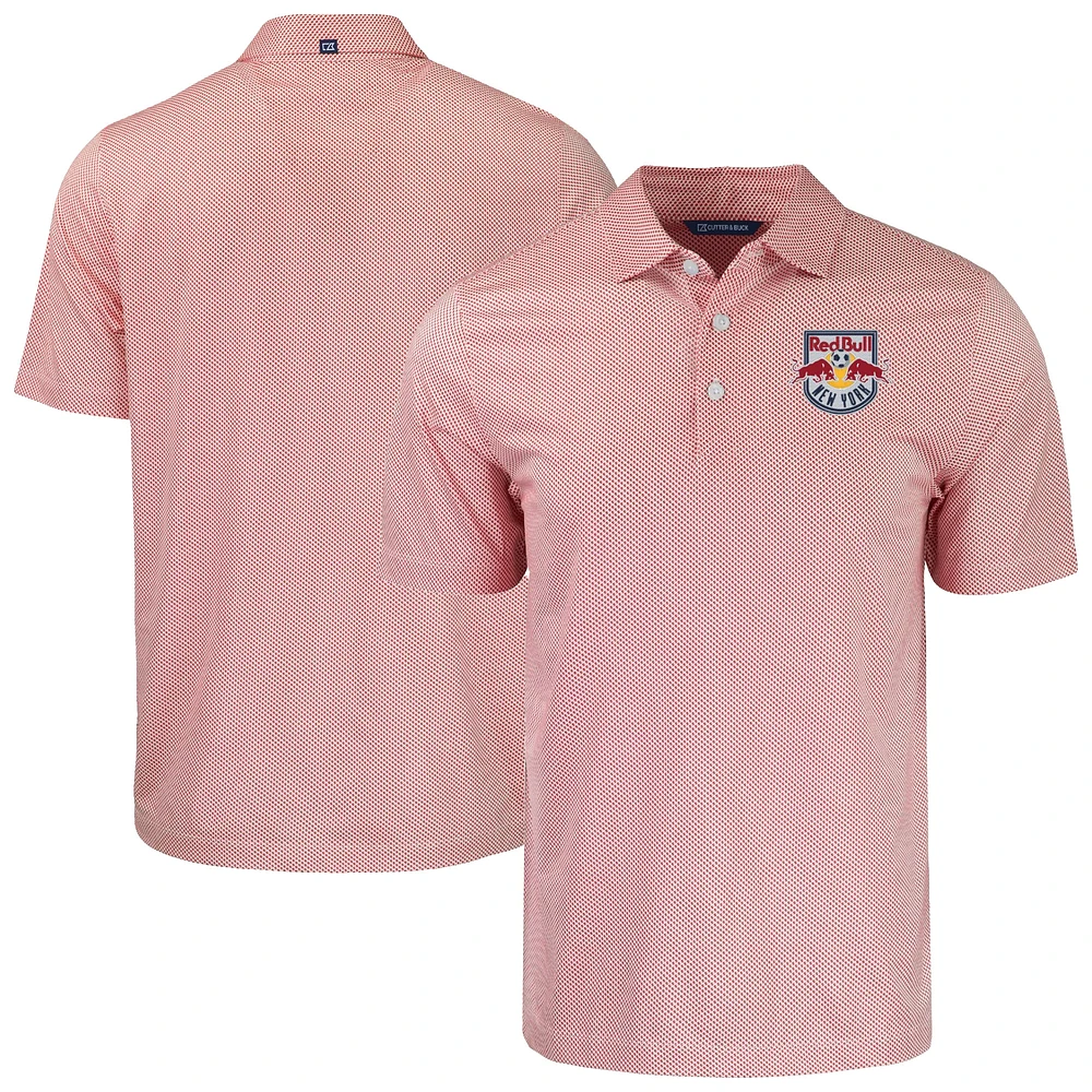 Men's Cutter & Buck White New York Red Bulls Pike Eco Symmetry Print Stretch Recycled Polo