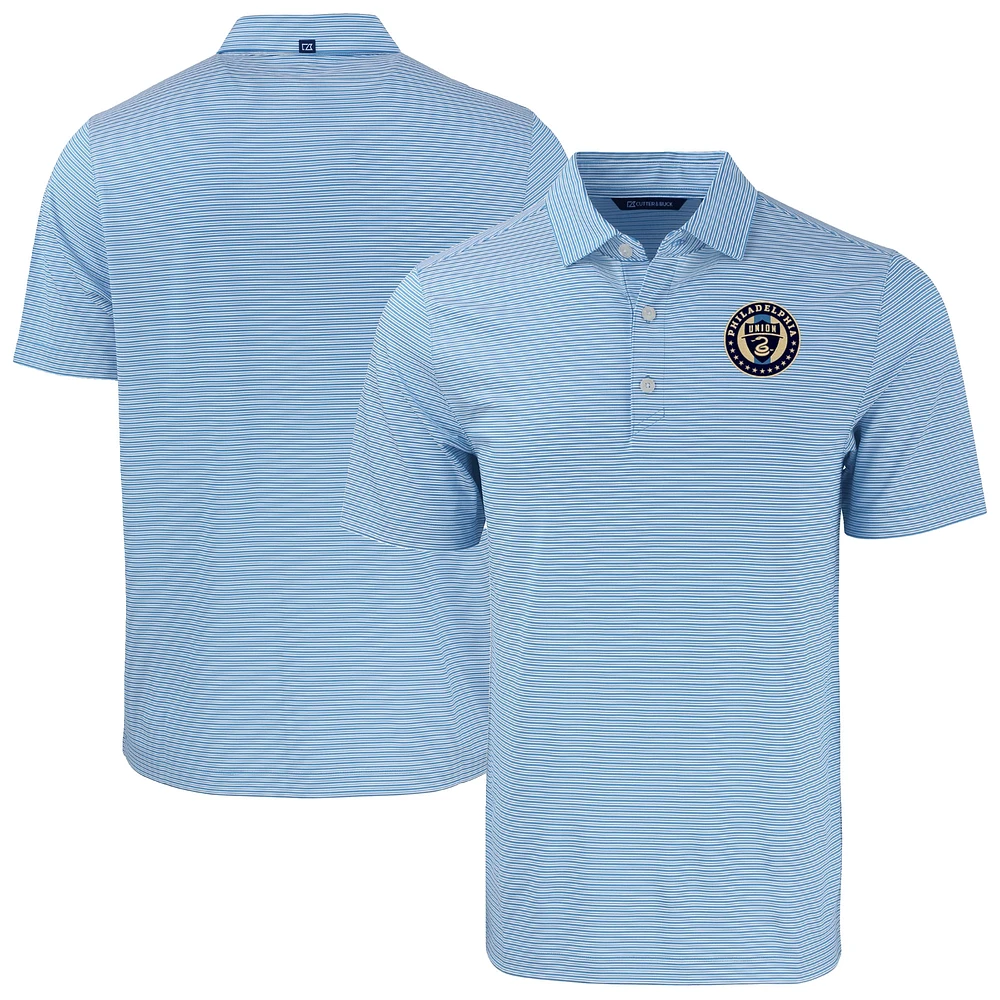 Men's Cutter & Buck Philadelphia Union Forge Eco Double Stripe Stretch Recycled Tri-Blend Polo