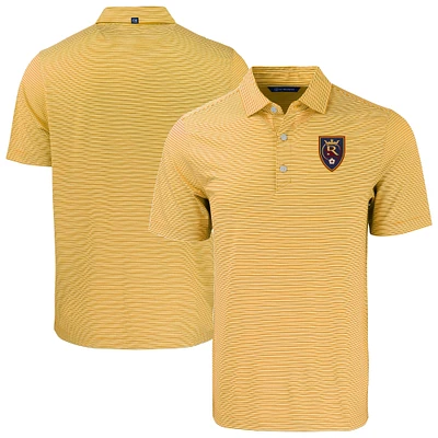 Men's Cutter & Buck Gold Real Salt Lake Forge Eco Double Stripe Stretch Recycled Tri-Blend Polo