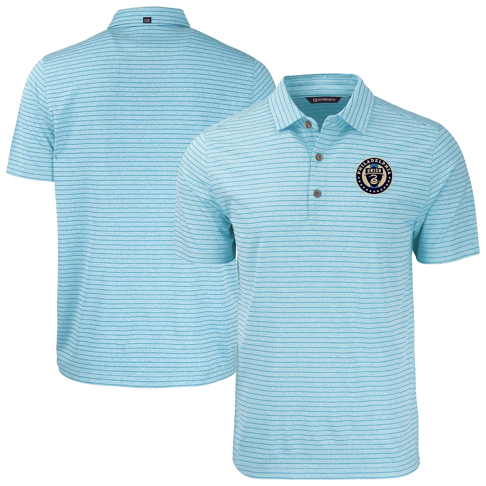 Men's Cutter & Buck Heather Powder Blue Philadelphia Union Forge Eco Stripe Stretch Recycled Polo