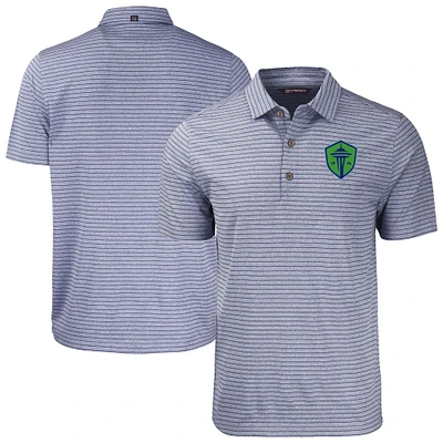 Men's Cutter & Buck Heather Navy Seattle Sounders FC Forge Eco Stripe Stretch Recycled Polo