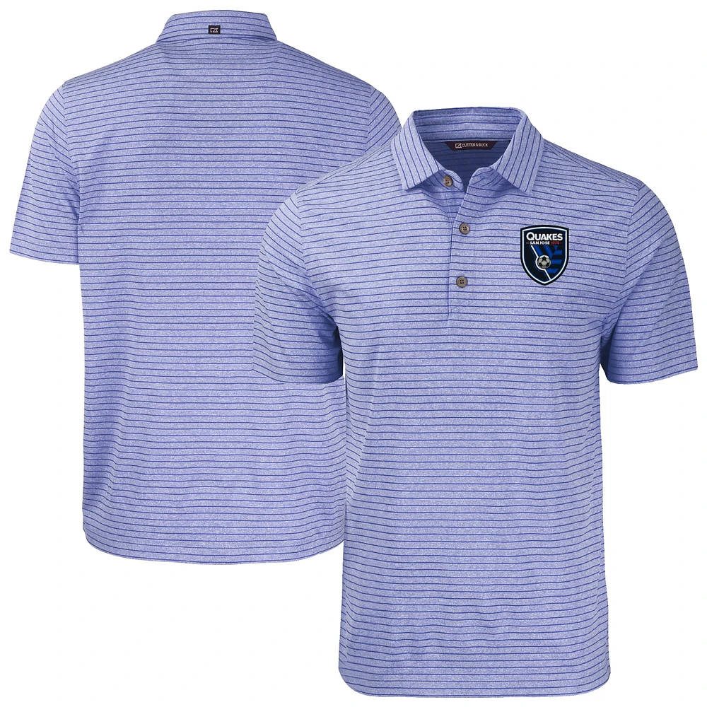 Men's Cutter & Buck Heather San Jose Earthquakes Forge Eco Stripe Stretch Recycled Polo