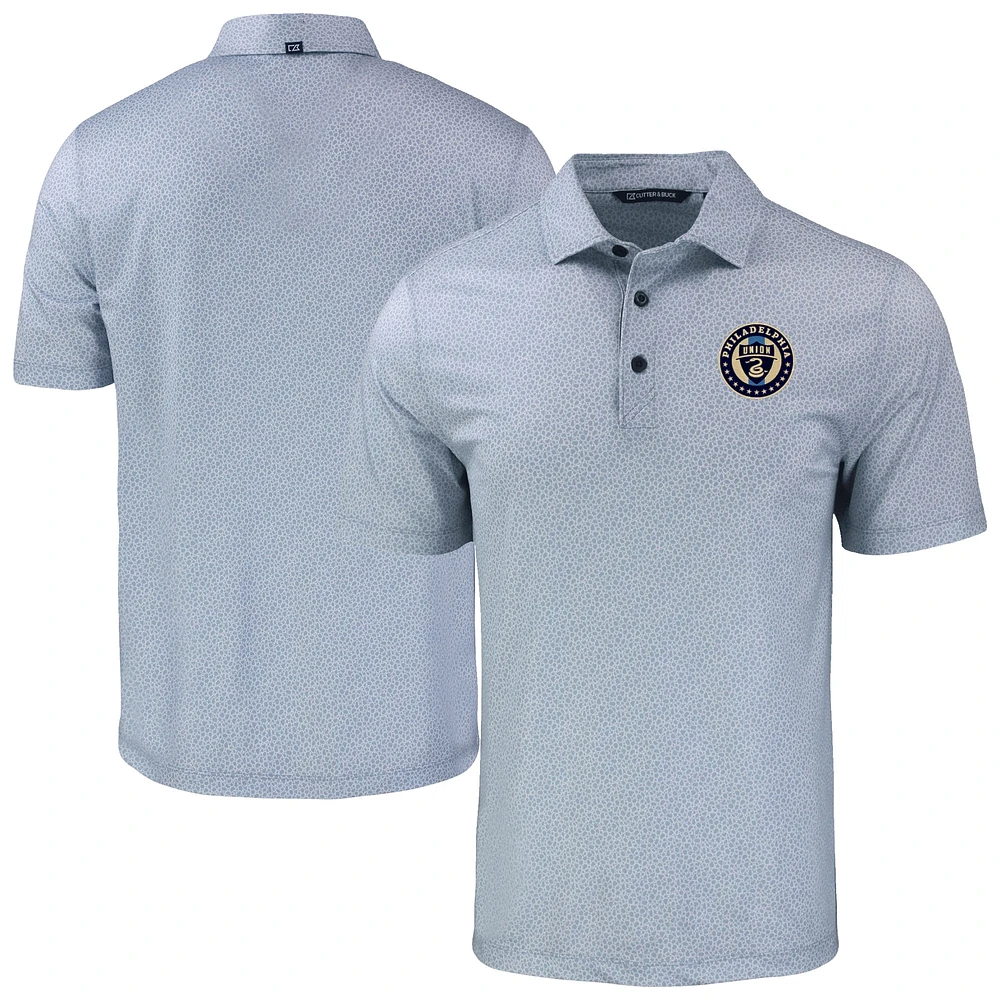 Men's Cutter & Buck Philadelphia Union Pike Eco Pebble Print Stretch Recycled Polo