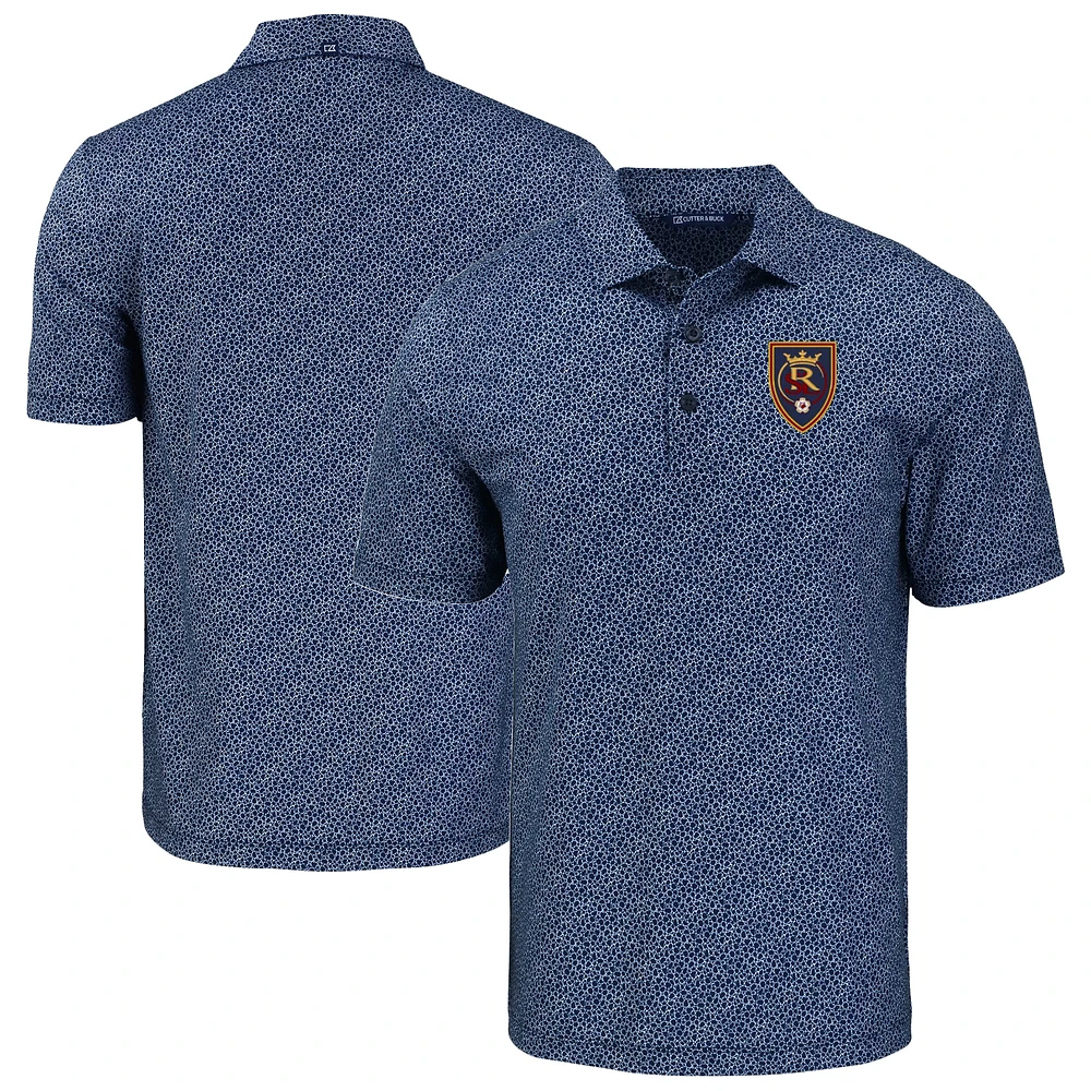 Men's Cutter & Buck Navy Real Salt Lake Pike Eco Pebble Print Stretch Recycled Polo