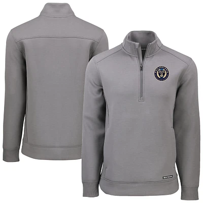 Men's Cutter & Buck Gray Philadelphia Union Roam Eco Recycled Tri-Blend Quarter-Zip Sweatshirt