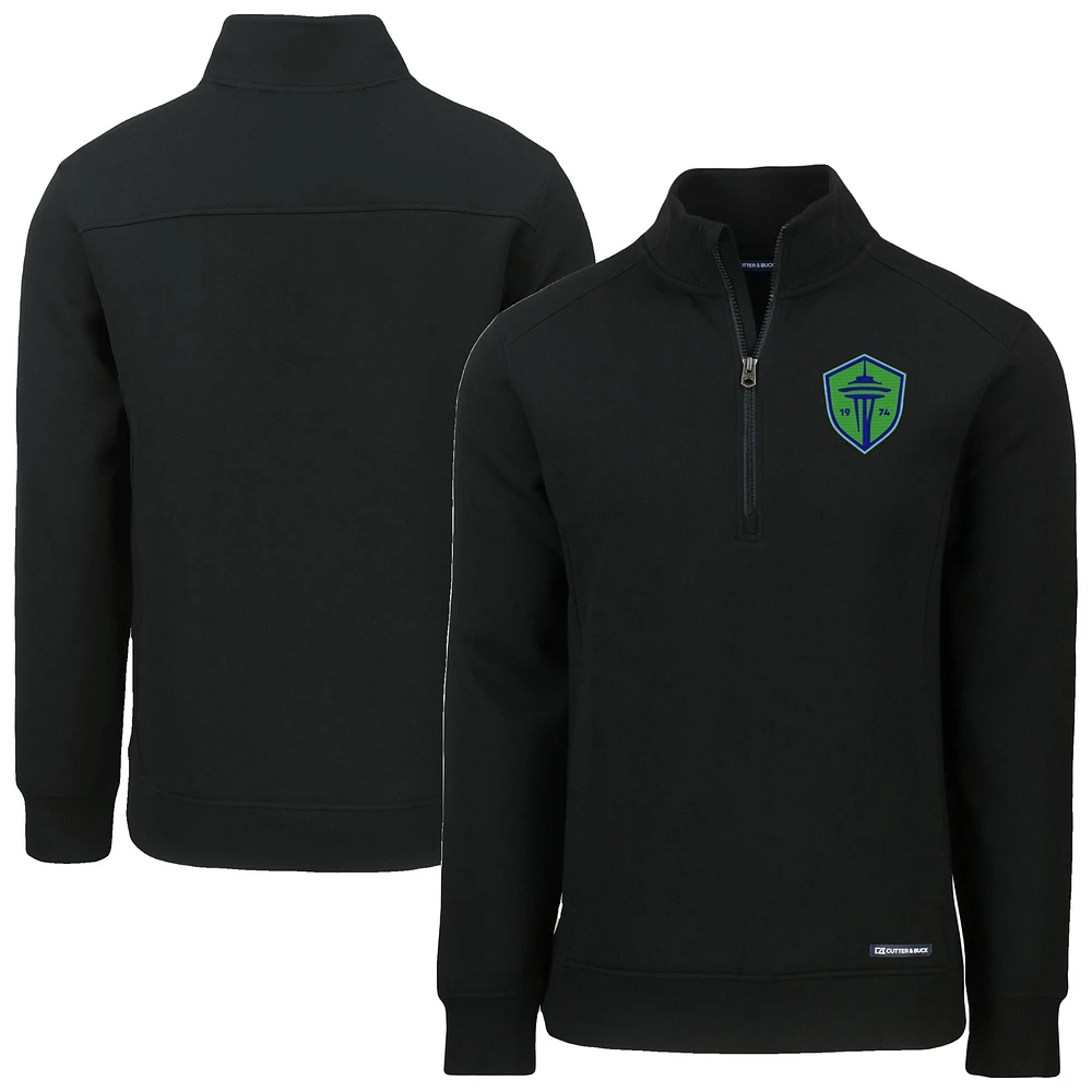 Men's Cutter & Buck Seattle Sounders FC Roam Eco Recycled Tri-Blend Quarter-Zip Sweatshirt