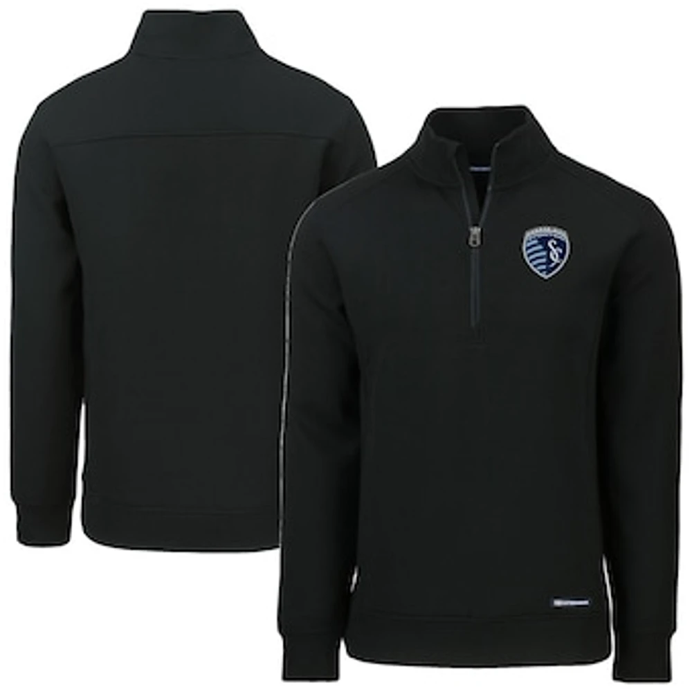 Men's Cutter & Buck Sporting Kansas City Roam Eco Recycled Tri-Blend Quarter-Zip Sweatshirt