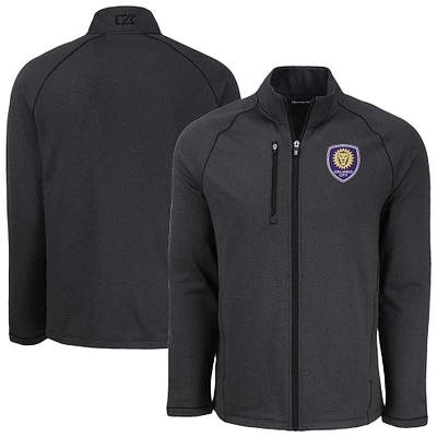 Men's Cutter & Buck Heather Orlando City SC Peshastin Eco Fleece Recycled Raglan Full-Zip Jacket