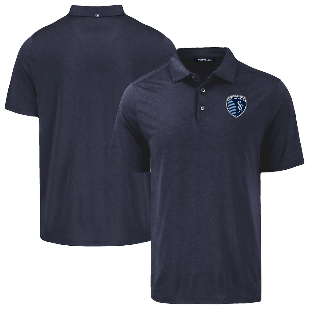 Men's Cutter & Buck Navy Sporting Kansas City Coastline Epic Comfort Eco Recycled Polo