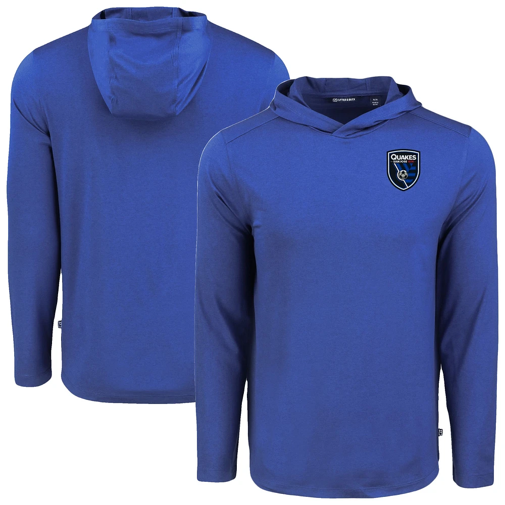 Men's Cutter & Buck San Jose Earthquakes Coastline Epic Comfort Eco Long Sleeve Recycled Hooded Shirt