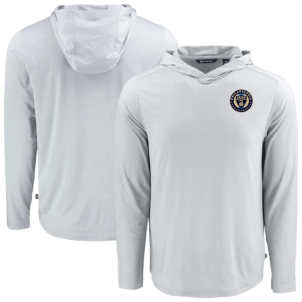Men's Cutter & Buck Gray Philadelphia Union Coastline Epic Comfort Eco Long Sleeve Recycled Hooded Shirt