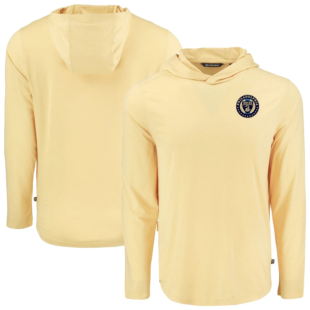 Men's Cutter & Buck Gold Philadelphia Union Coastline Epic Comfort Eco Long Sleeve Recycled Hooded Shirt