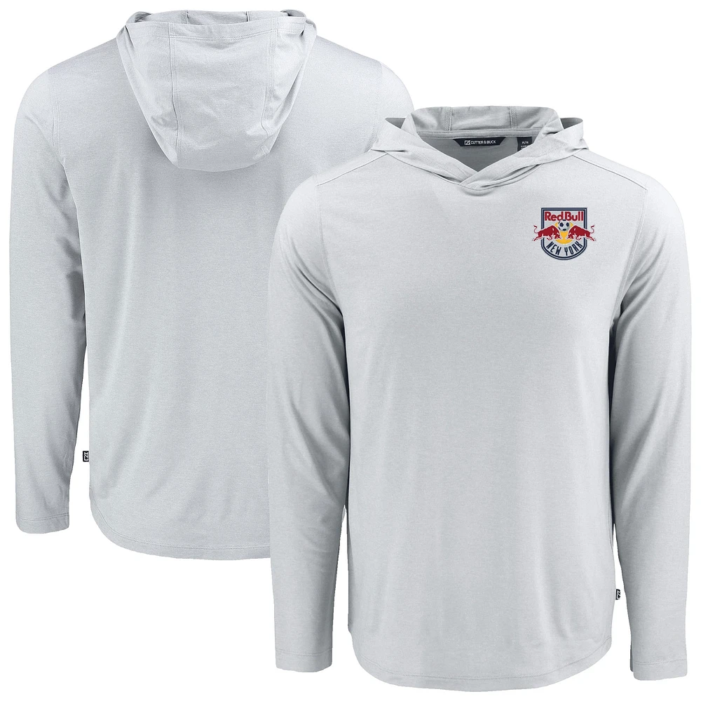 Men's Cutter & Buck Gray New York Red Bulls Coastline Epic Comfort Eco Long Sleeve Recycled Hooded Shirt