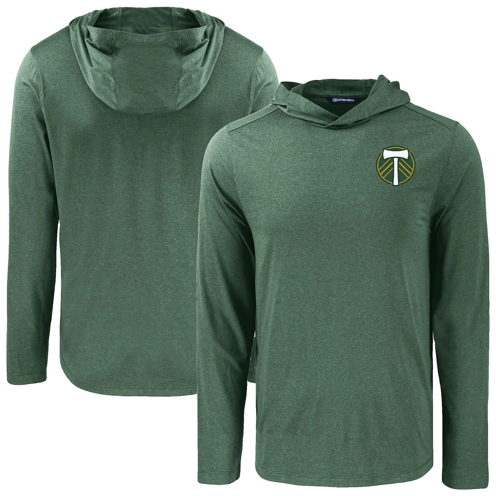 Men's Cutter & Buck Hunter Green Portland Timbers Coastline Epic Comfort Eco Long Sleeve Recycled Hooded Shirt