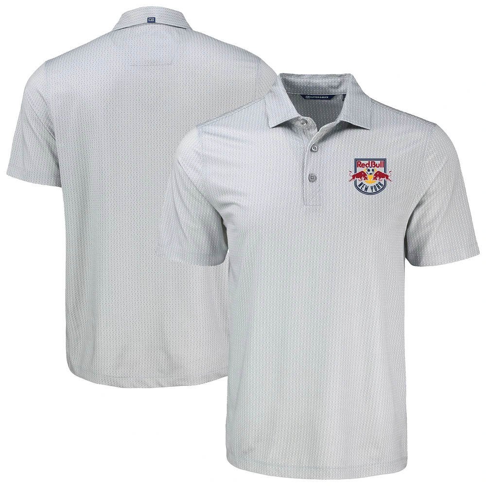 Men's Cutter & Buck Gray New York Red Bulls Pike Eco Shadow Check Print Recycled Polo