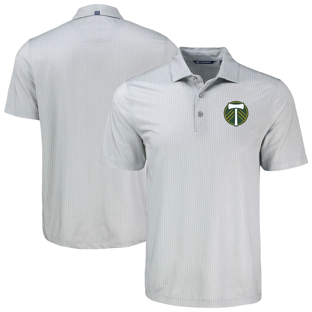 Men's Cutter & Buck Gray Portland Timbers Pike Eco Shadow Check Print Recycled Polo