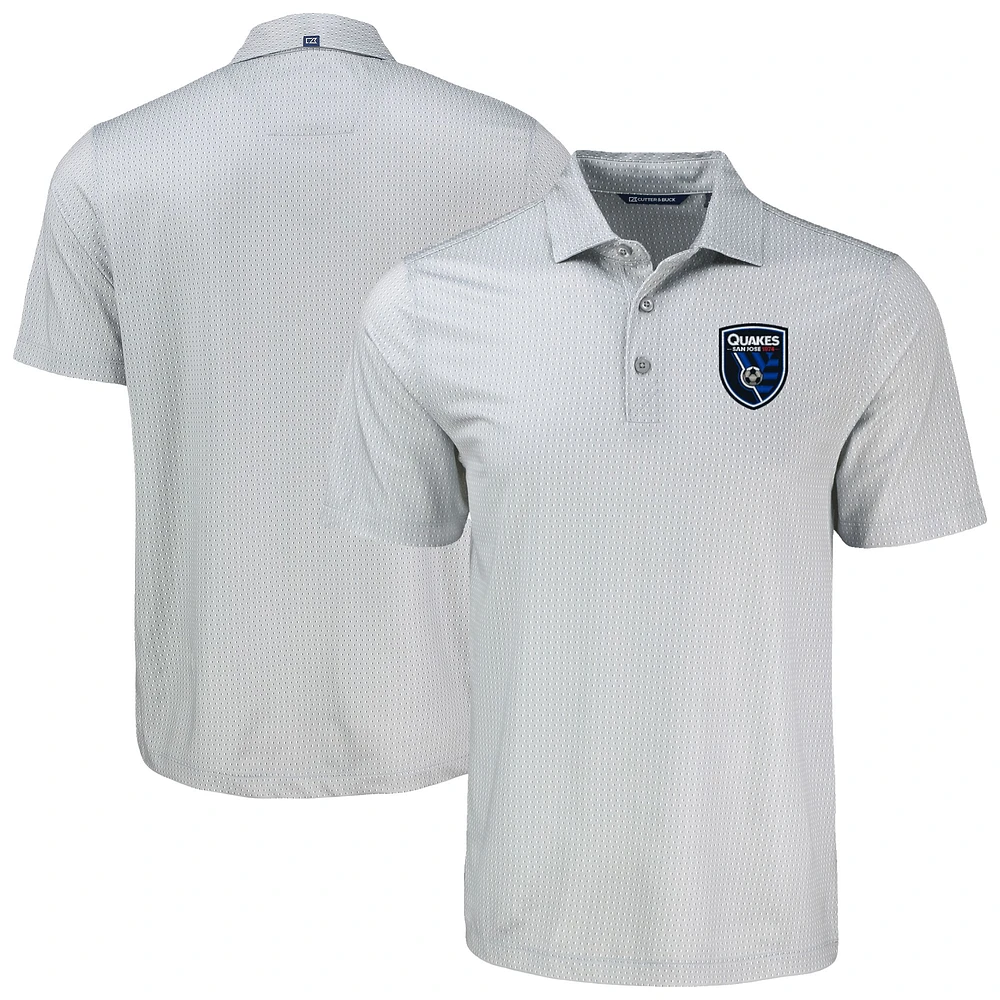 Men's Cutter & Buck Gray San Jose Earthquakes Pike Eco Shadow Check Print Recycled Polo