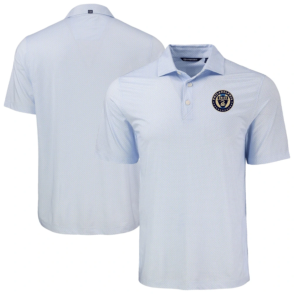 Men's Cutter & Buck Powder Blue Philadelphia Union Pike Eco Diamond Dot Print Recycled Polo