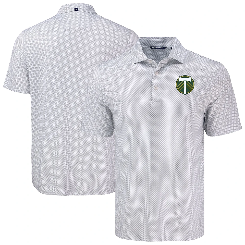 Men's Cutter & Buck Gray Portland Timbers Pike Eco Diamond Dot Print Recycled Polo