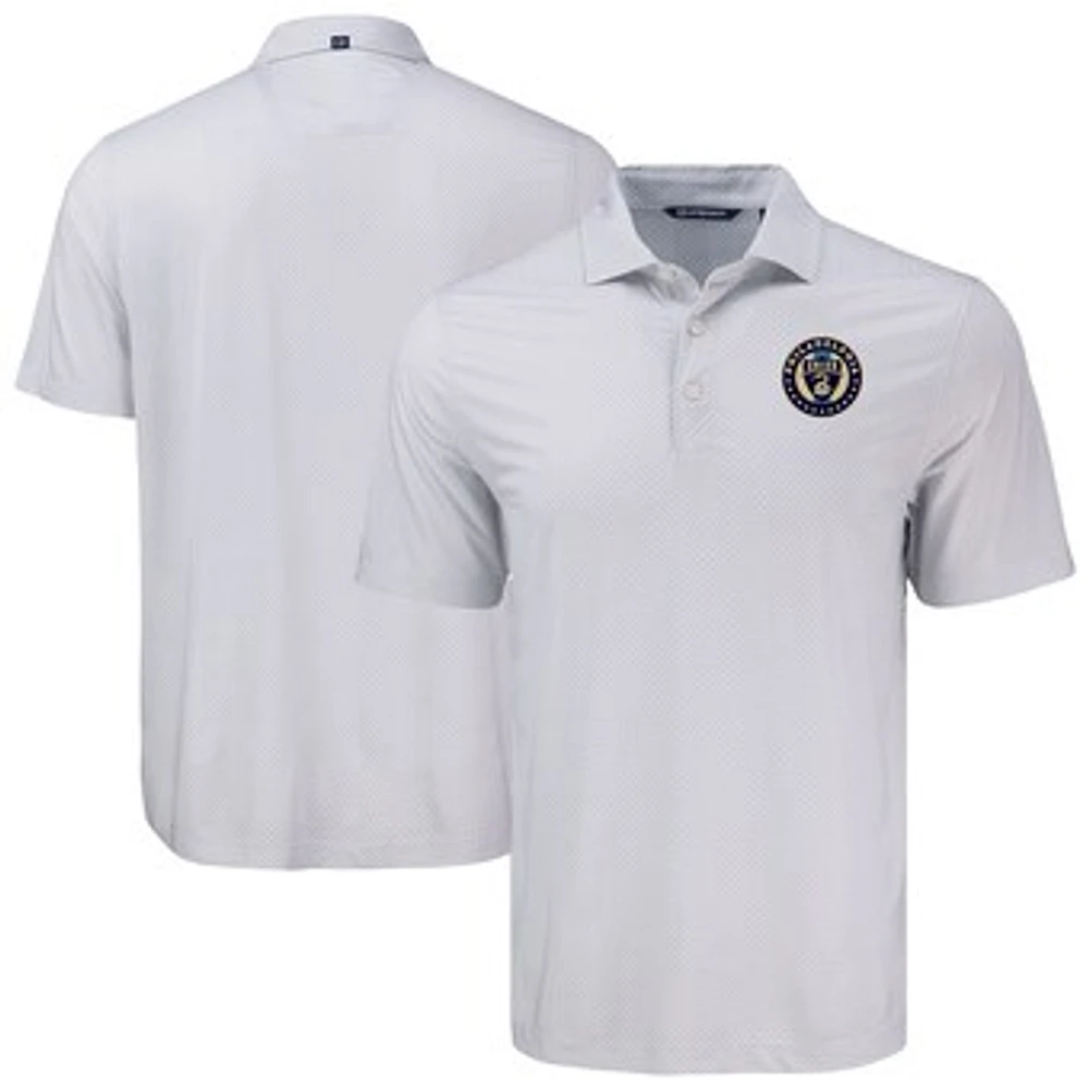 Men's Cutter & Buck Gray Philadelphia Union Pike Eco Diamond Dot Print Recycled Polo