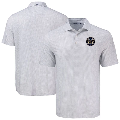 Men's Cutter & Buck Gray Philadelphia Union Pike Eco Diamond Dot Print Recycled Polo