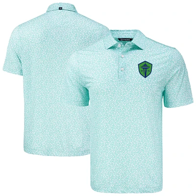 Men's Cutter & Buck Mint Seattle Sounders FC Pike Eco Flora Print Recycled Polo