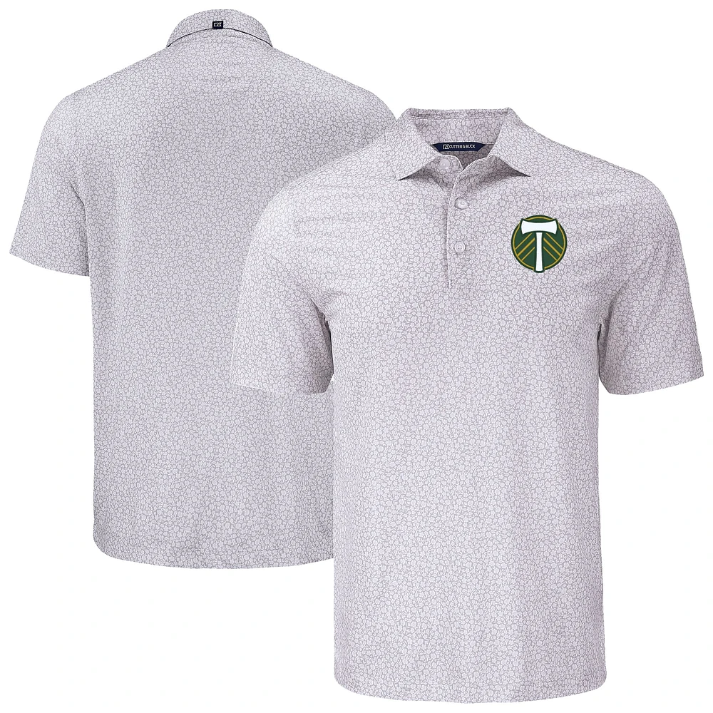 Men's Cutter & Buck Gray Portland Timbers Pike Eco Flora Print Recycled Polo