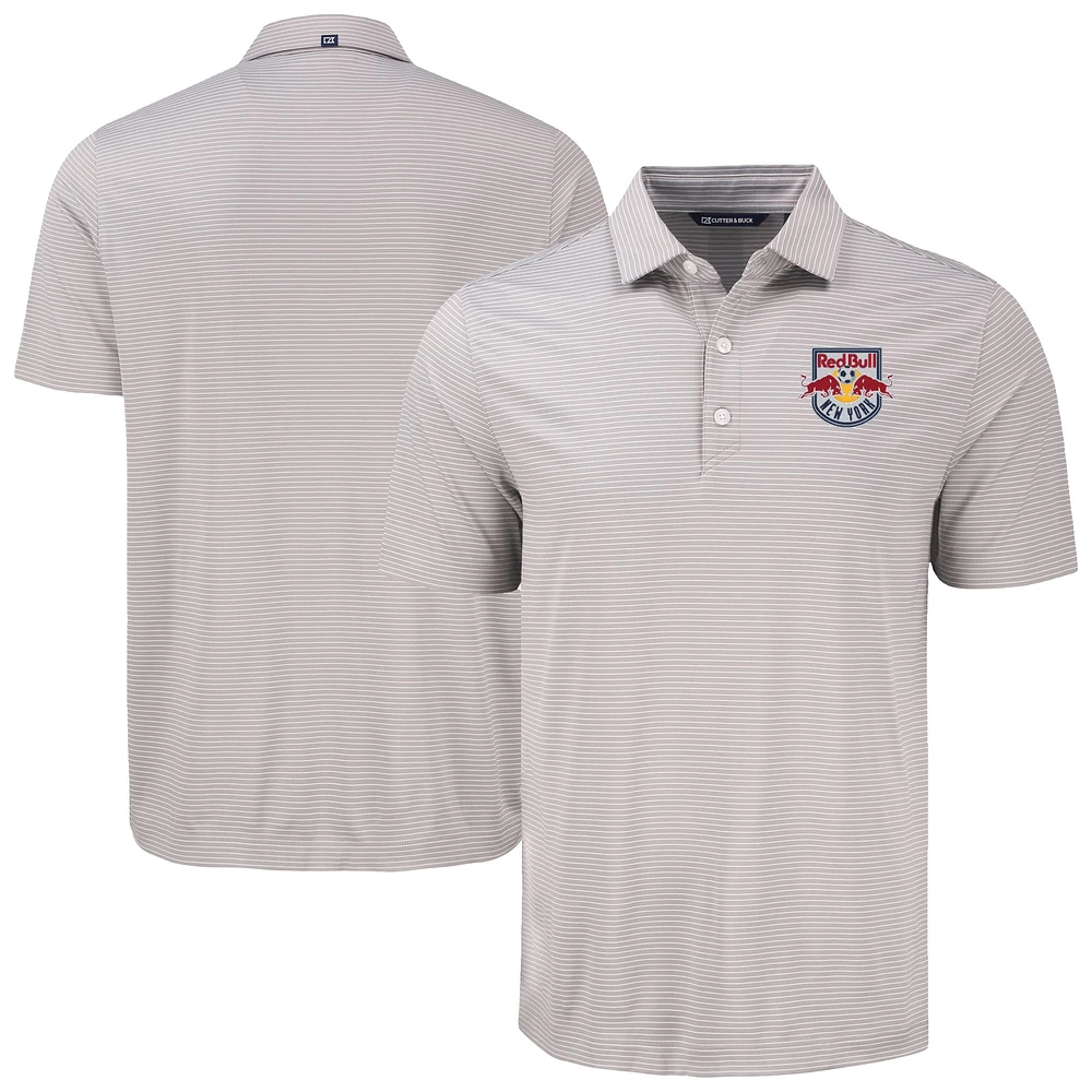 Men's Cutter & Buck Gray New York Red Bulls Forge Eco Fine Line Stripe Stretch Recycled Polo