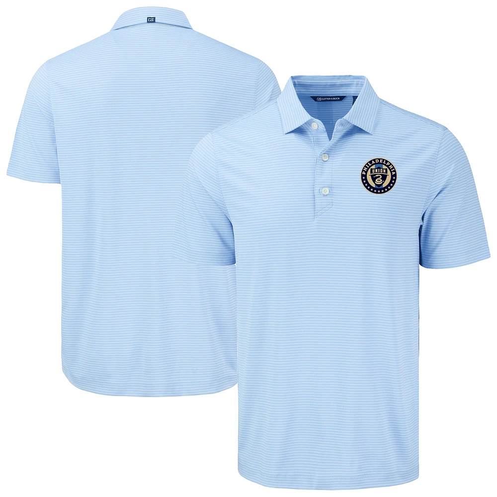 Men's Cutter & Buck Blue Philadelphia Union Forge Eco Fine Line Stripe Stretch Recycled Polo