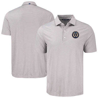 Men's Cutter & Buck Gray Philadelphia Union Forge Eco Fine Line Stripe Stretch Recycled Polo