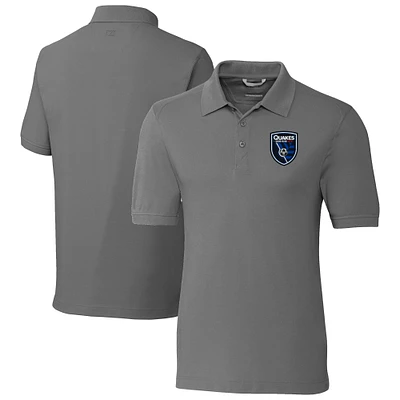 Men's Cutter & Buck Gray San Jose Earthquakes Advantage Eco Tri-Blend Pique Polo