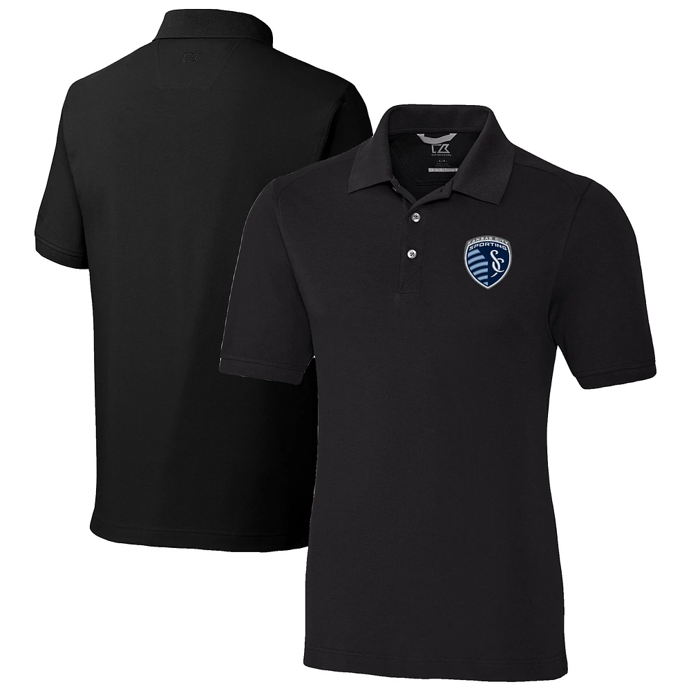 Men's Cutter & Buck Black Sporting Kansas City Advantage Eco Tri-Blend Pique Polo