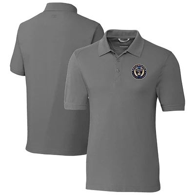Men's Cutter & Buck Gray Philadelphia Union Advantage Eco Tri-Blend Pique Polo