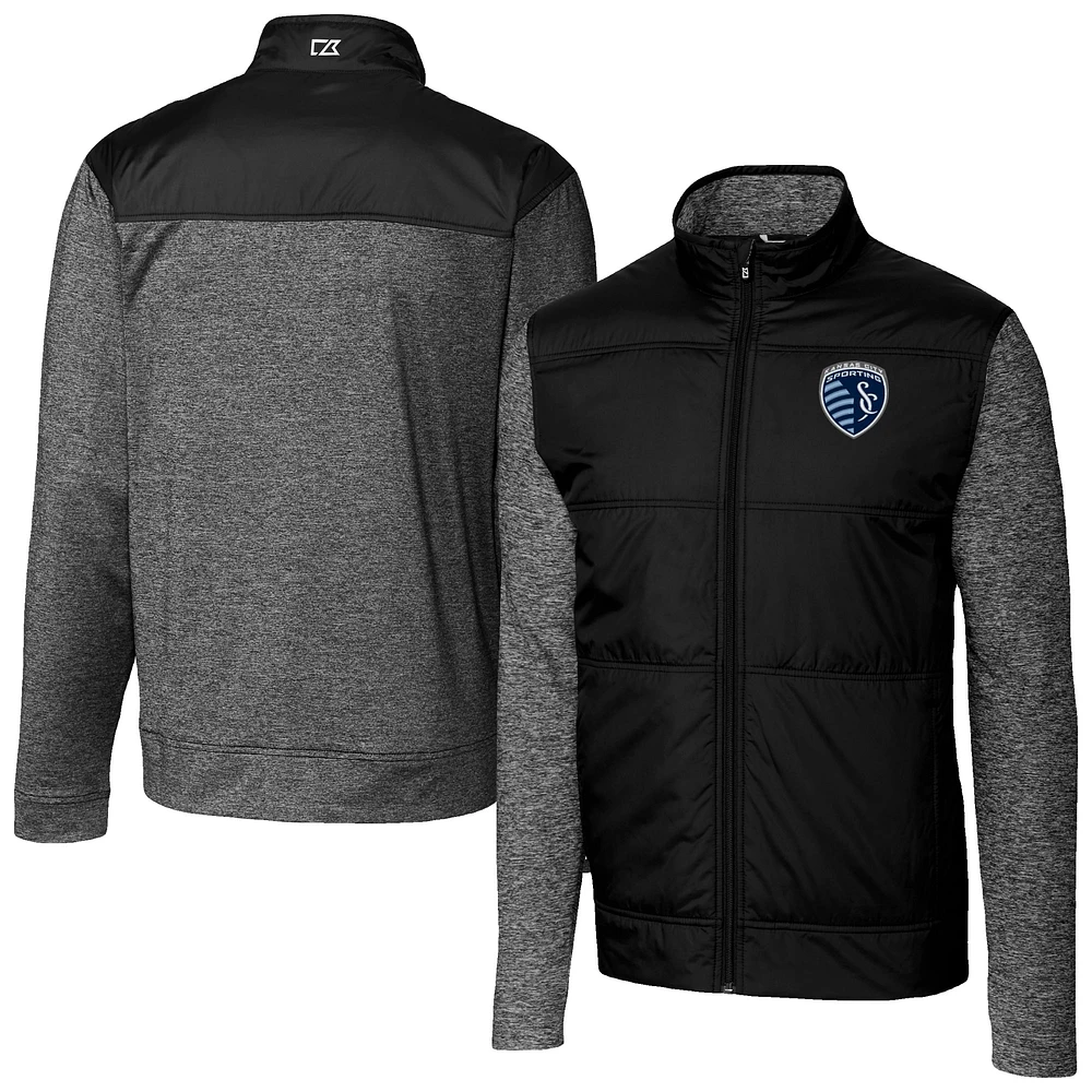 Men's Cutter & Buck Sporting Kansas City Stealth Hybrid Quilted Full-Zip Windbreaker Jacket