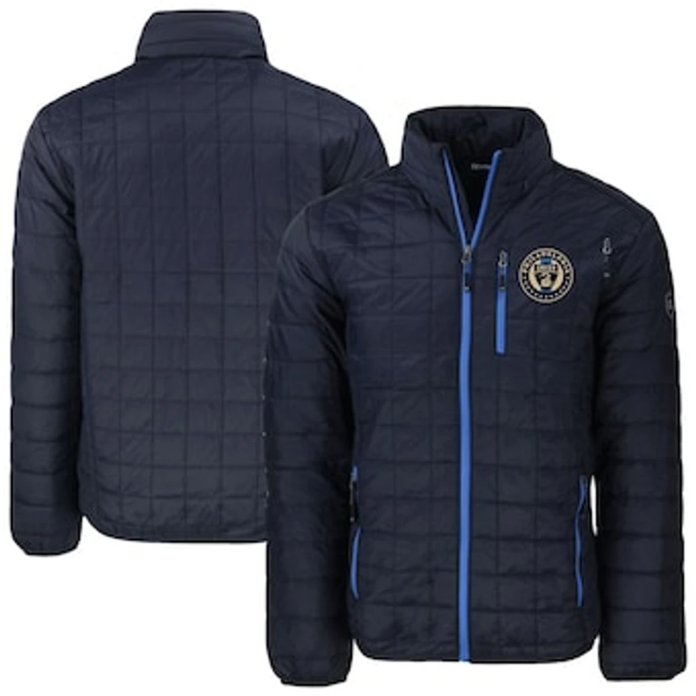 Men's Cutter & Buck Navy Philadelphia Union Rainier PrimaLoft Eco Insulated Full-Zip Puffer Jacket