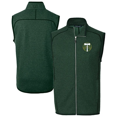 Men's Cutter & Buck Heather Portland Timbers Mainsail Sweater-Knit Full-Zip Vest