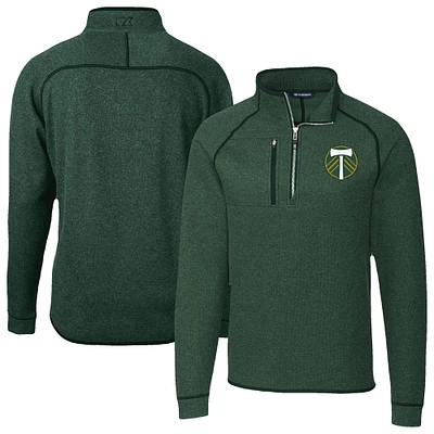Men's Cutter & Buck Heather Portland Timbers Mainsail Sweater-Knit Half-Zip Raglan Jacket