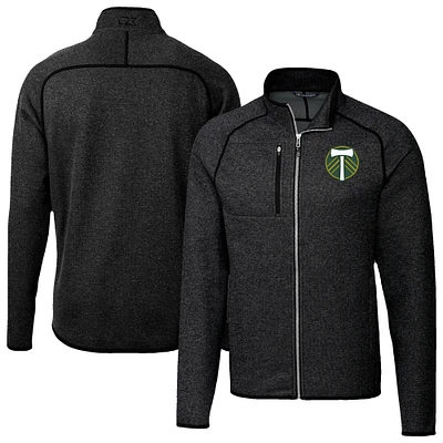 Men's Cutter & Buck Heather Charcoal Portland Timbers Mainsail Sweater-Knit Full-Zip Jacket