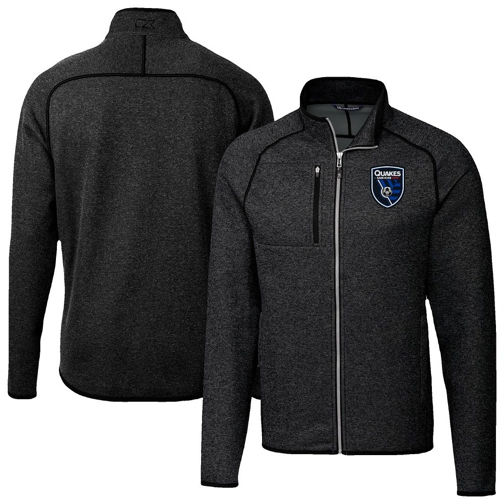 Men's Cutter & Buck Heather Charcoal San Jose Earthquakes Mainsail Sweater-Knit Full-Zip Jacket