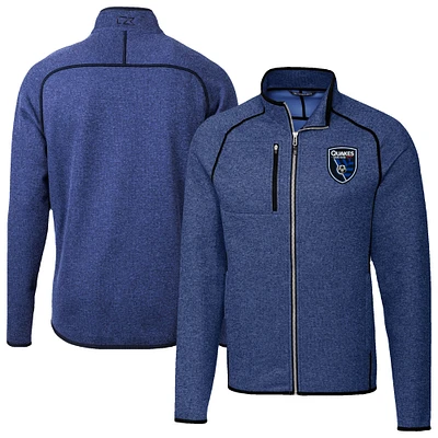 Men's Cutter & Buck Heather San Jose Earthquakes Mainsail Sweater-Knit Full-Zip Jacket