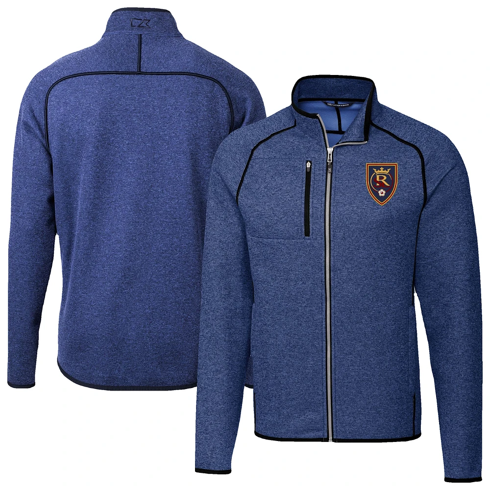 Men's Cutter & Buck Heather Real Salt Lake Mainsail Sweater-Knit Full-Zip Jacket