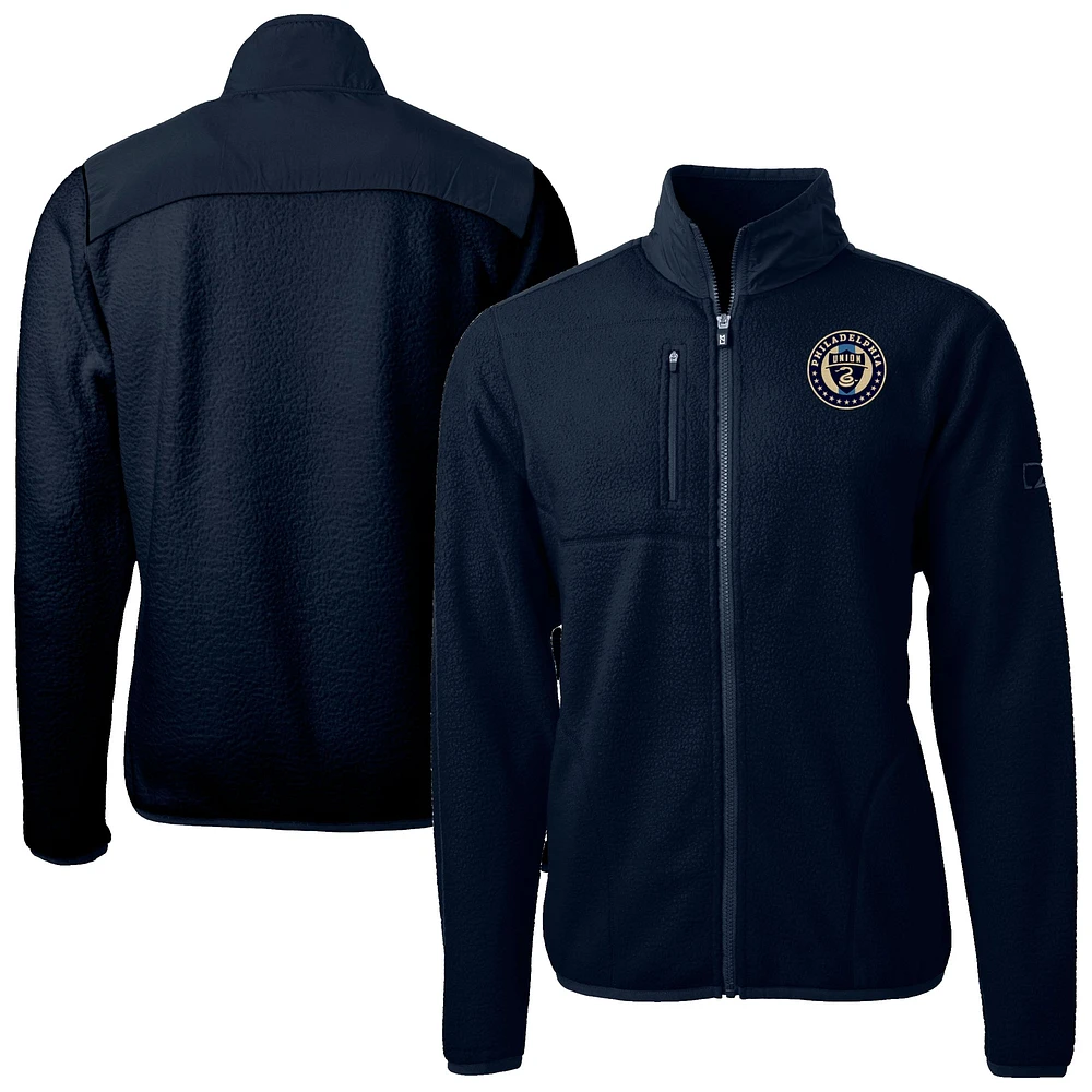 Men's Cutter & Buck Navy Philadelphia Union Cascade Eco Fleece Full-Zip Jacket