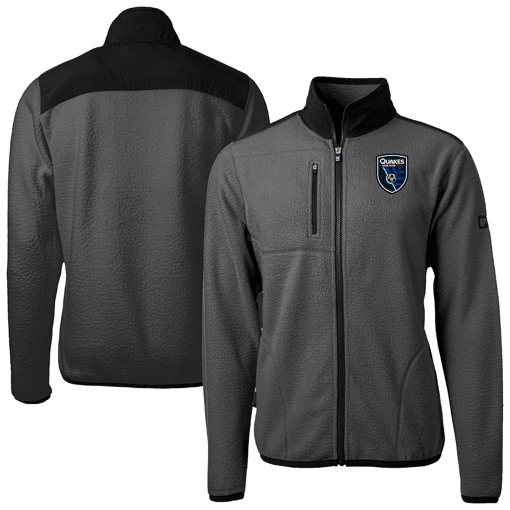 Men's Cutter & Buck Gray San Jose Earthquakes Cascade Eco Fleece Full-Zip Jacket
