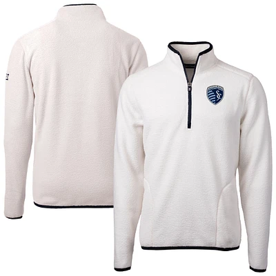 Men's Cutter & Buck Oatmeal Sporting Kansas City Cascade Eco Fleece Quarter-Zip Jacket