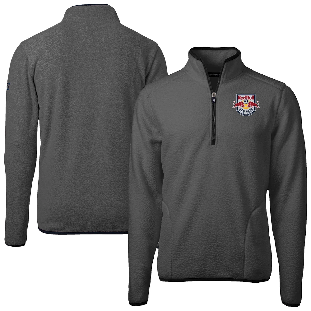 Men's Cutter & Buck Gray New York Red Bulls Cascade Eco Fleece Quarter-Zip Jacket