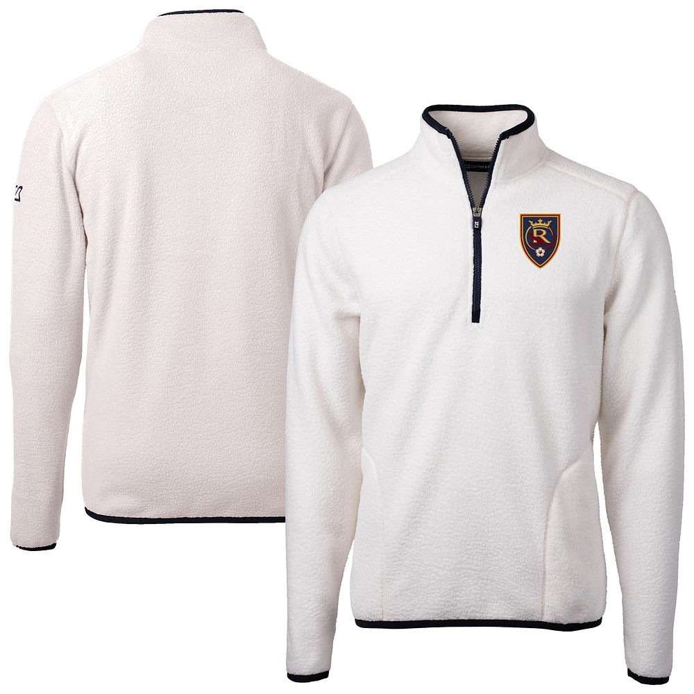 Men's Cutter & Buck Oatmeal Real Salt Lake Cascade Eco Fleece Quarter-Zip Jacket