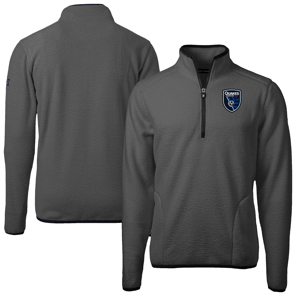 Men's Cutter & Buck Gray San Jose Earthquakes Cascade Eco Fleece Quarter-Zip Jacket