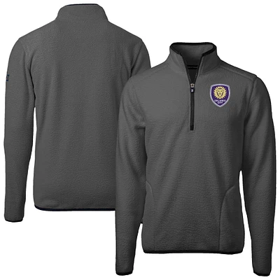 Men's Cutter & Buck Gray Orlando City SC Cascade Eco Fleece Quarter-Zip Jacket